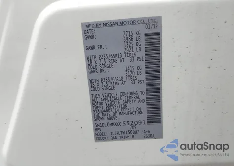 2019 Infiniti Qx60 Luxe из США, поврежденный, VIN 5N1DL0MMXKC552091